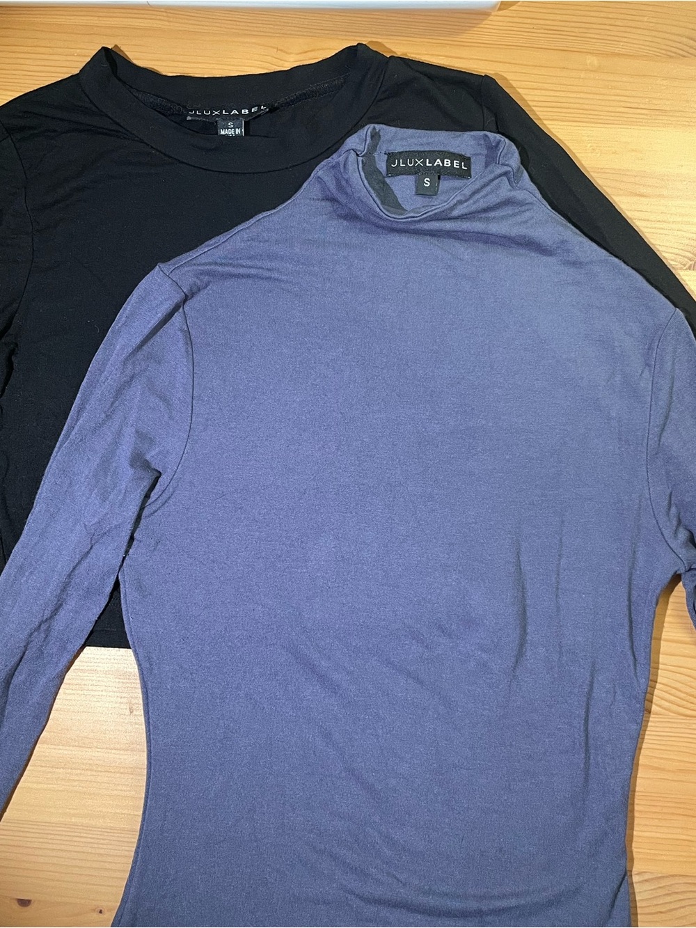 2 SOFT long sleeve tops, black & blue